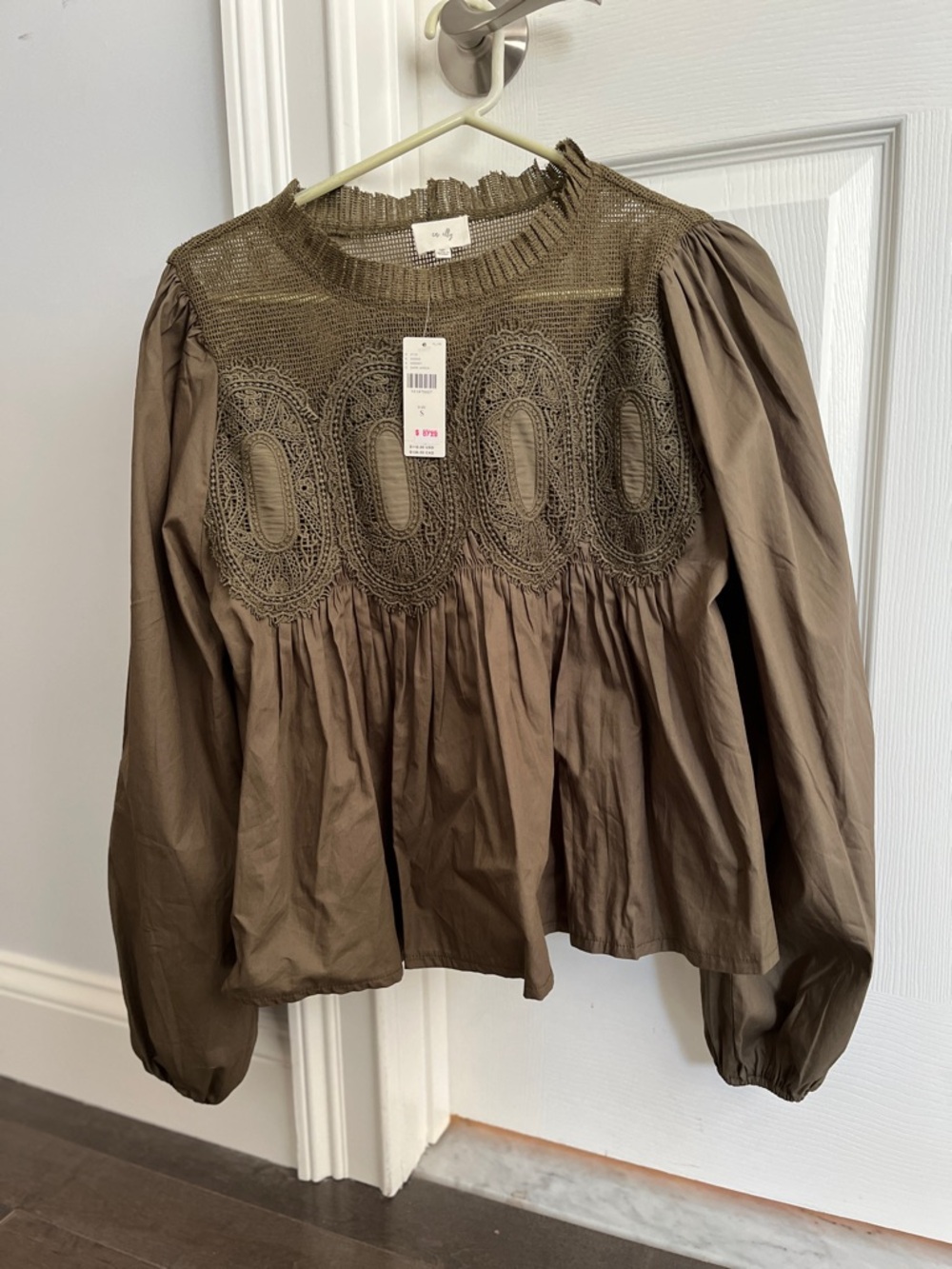 Anthropologie Olive Crochet Yoke Peasant Blouse NWT